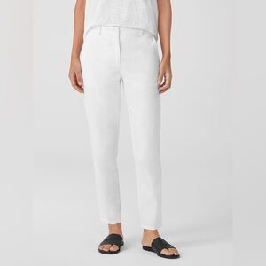 Eileen Fisher Sz 10 Organic Cotton Hemp stretch Tapered ankle Pants White xlnt